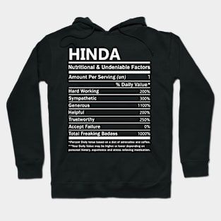 Hinda Name T Shirt - Hinda Nutritional and Undeniable Name Factors Gift Item Tee Hoodie